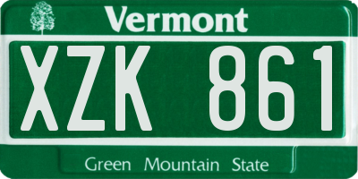 VT license plate XZK861