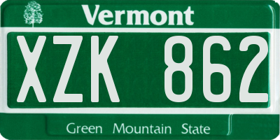 VT license plate XZK862