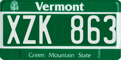 VT license plate XZK863