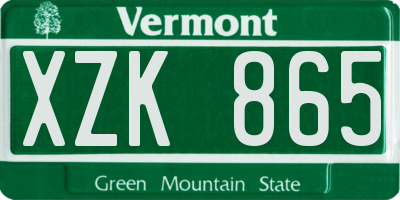 VT license plate XZK865