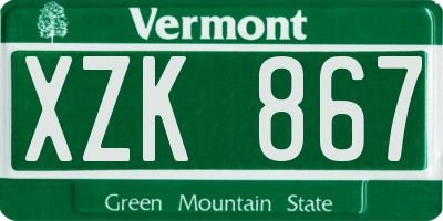 VT license plate XZK867