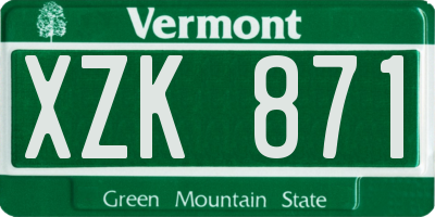 VT license plate XZK871