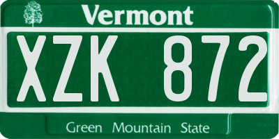 VT license plate XZK872