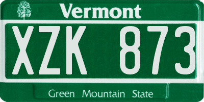 VT license plate XZK873