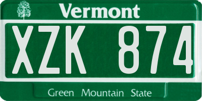 VT license plate XZK874