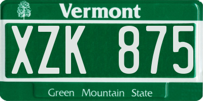 VT license plate XZK875