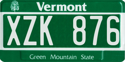 VT license plate XZK876