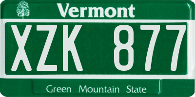VT license plate XZK877