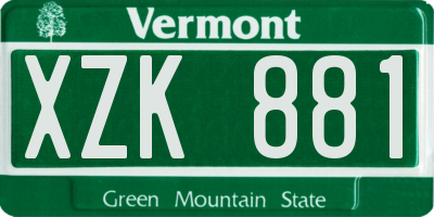 VT license plate XZK881
