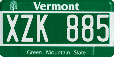 VT license plate XZK885