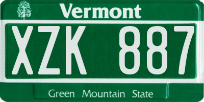 VT license plate XZK887