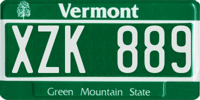 VT license plate XZK889