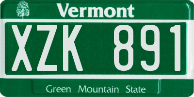 VT license plate XZK891