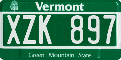 VT license plate XZK897