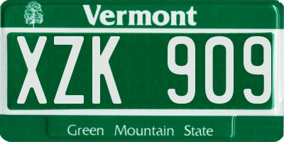 VT license plate XZK909