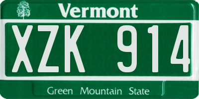 VT license plate XZK914