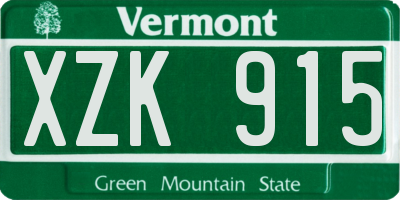 VT license plate XZK915