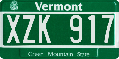 VT license plate XZK917