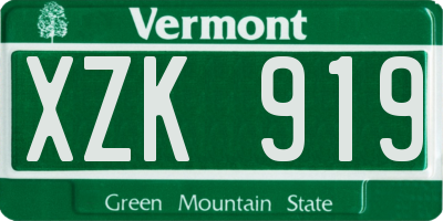 VT license plate XZK919