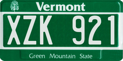 VT license plate XZK921