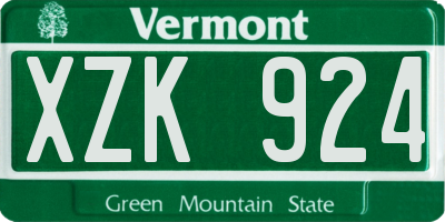 VT license plate XZK924