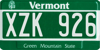 VT license plate XZK926