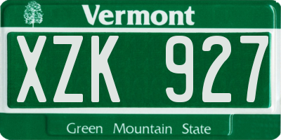 VT license plate XZK927