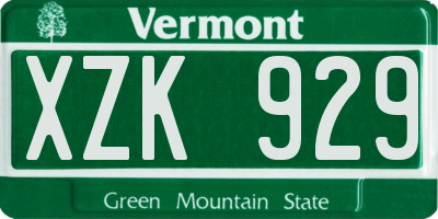 VT license plate XZK929