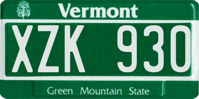 VT license plate XZK930
