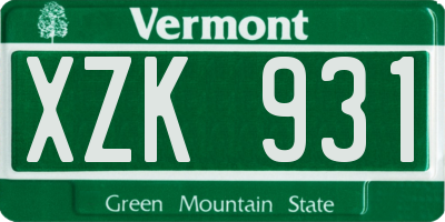 VT license plate XZK931