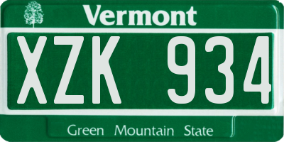 VT license plate XZK934