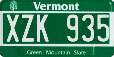 VT license plate XZK935