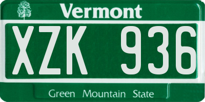 VT license plate XZK936