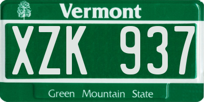 VT license plate XZK937