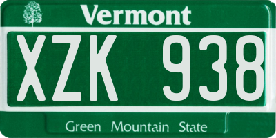 VT license plate XZK938