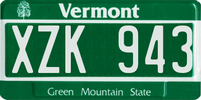 VT license plate XZK943