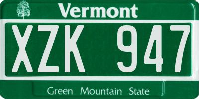 VT license plate XZK947