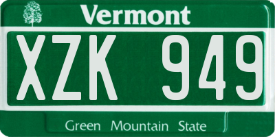 VT license plate XZK949