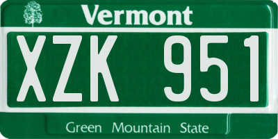 VT license plate XZK951