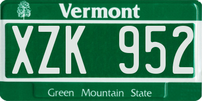 VT license plate XZK952