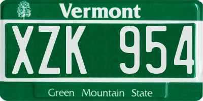 VT license plate XZK954