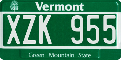 VT license plate XZK955