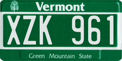 VT license plate XZK961