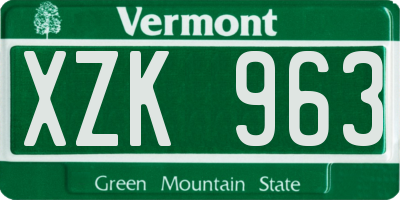 VT license plate XZK963