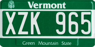 VT license plate XZK965