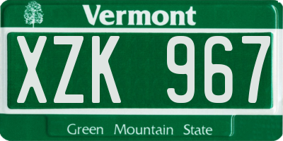 VT license plate XZK967