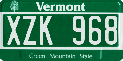 VT license plate XZK968