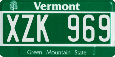 VT license plate XZK969