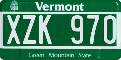 VT license plate XZK970