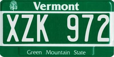 VT license plate XZK972